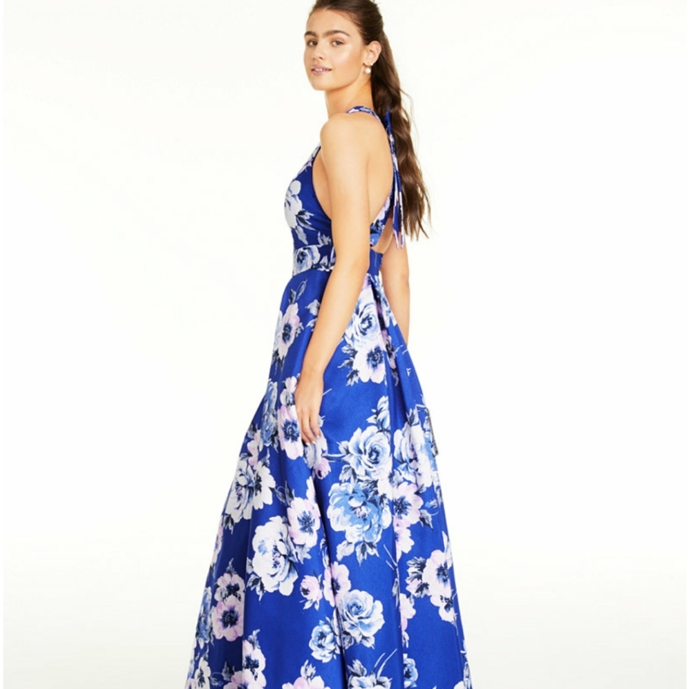 City Studios Juniors' Allover-Floral Gown - Picture 3 of 4